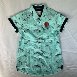 New. Distortion . Kids Dinosaur Button-Down - Mint Green & blue dinosaurs